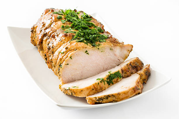 Roasted pork Roasted pork isolated on white background pork stock pictures, royalty-free photos & images