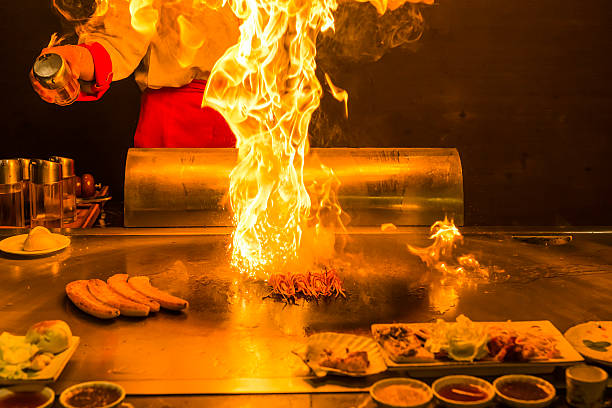 roasting teppanyaki stock photo