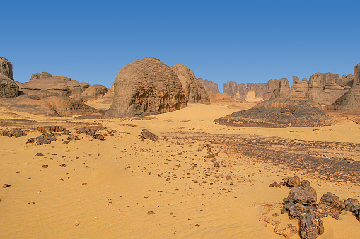 Historical Hoggar Rocky mountains in the Sahara desert