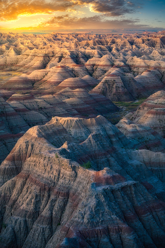 Stunning multicolored rock formations in Badlands National Park