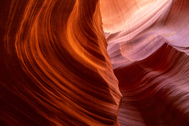 Rock formations on Lower Antelope Canyon, Arizona United States stock photo