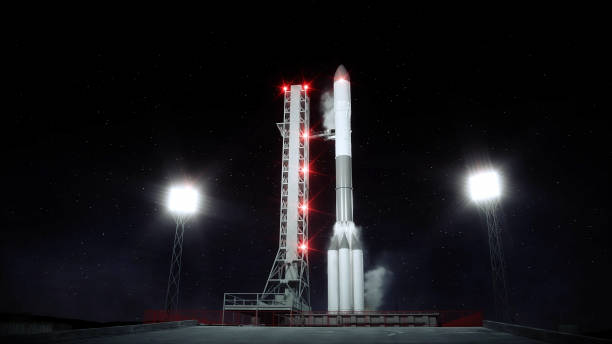 Rocket before the start. Space launch system. 3d rendering. Rocket before the start. Space launch system. 3d rendering spaceport stock pictures, royalty-free photos & images