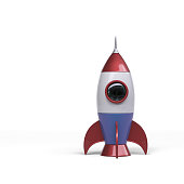 Rocket on white background - 3D rendering
