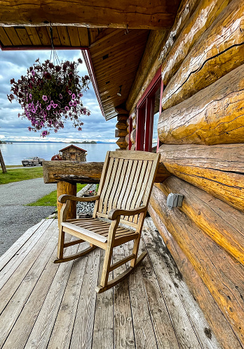 This rocking chair invites you to sit and relax and enjoy the view in Alaska
