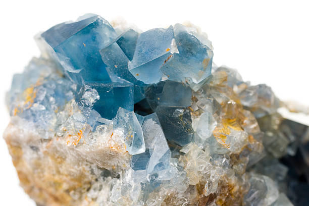 Rocks and Minerals - Fluorite Barite fluorite blue stock pictures, royalty-free photos & images