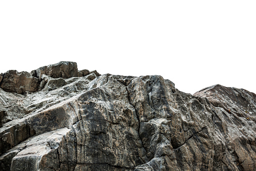 Rocky cliff at a park isolated on a white background