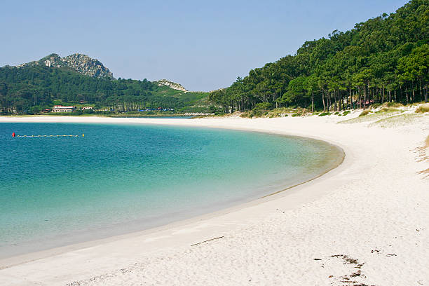 Rodas beach on Cies islands stock photo