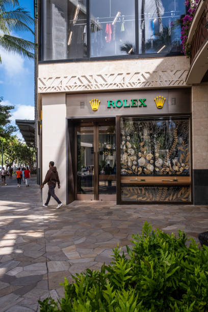 Rolex Store along Kalakaua Avenue Waikiki stock photo