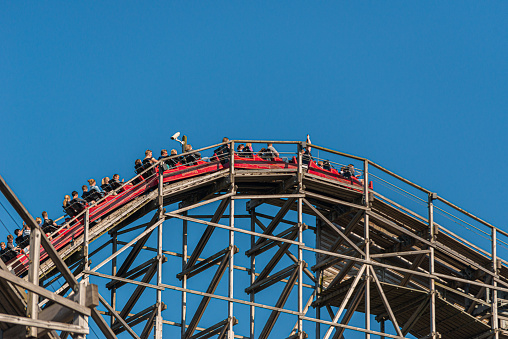 Gothenburg, Sweden - May 29 2014: Roller coaster Balder in Liseberg amusement park.