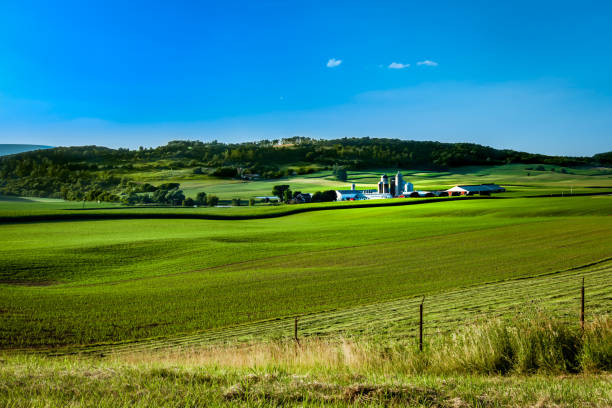 Rolling Fields and Farm in Pennsylvania stock photo