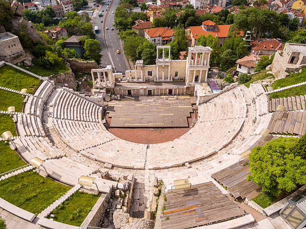 Roman amphitheater in Plovdiv stock photo