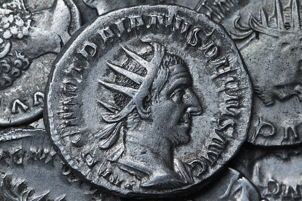 Roman coin of Trajan Decius Antoninianus stock photo