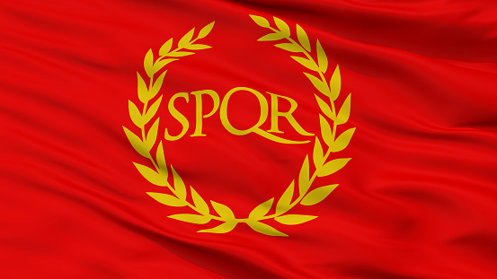 roman-empire-spqr-flag-closeup-view-picture-id1055167626