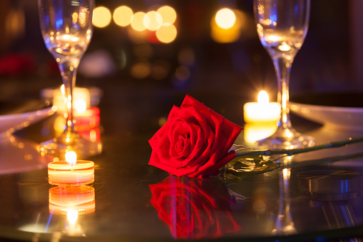 Romantic Dinner Setting Stock Photo - Download Image Now - iStock