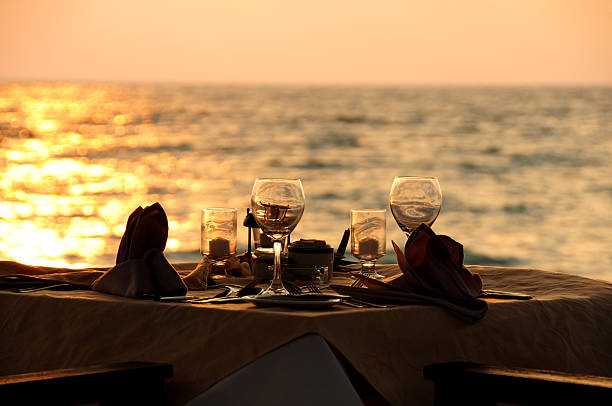 Romantic Dinner - silhouette stock photo