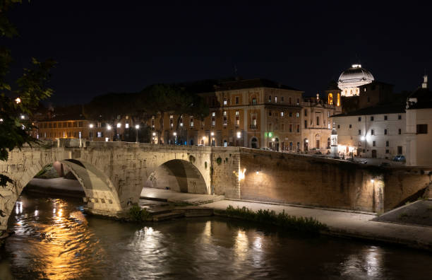Rome, Ponte Cestio on the Tiber stock photo