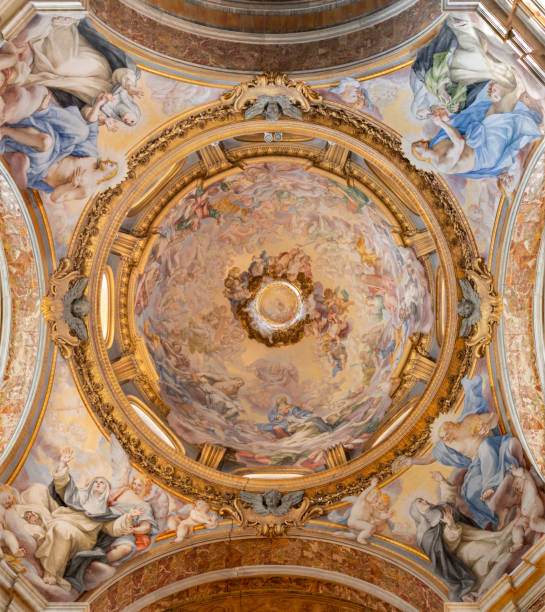 Rome - The side cupola with the fresco Glory of St. Catherine of Siena in  church Basilica di Santa Sabina stock photo