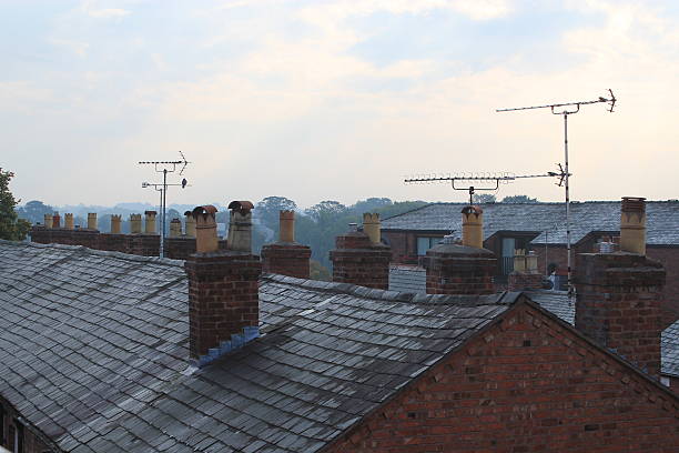 Roof of terrace houses stock photo