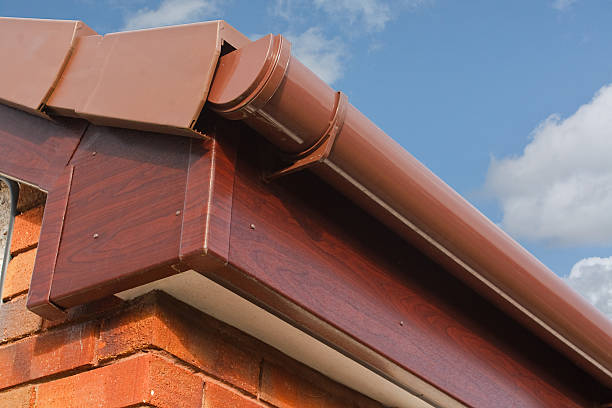 Roofline PVCU Soffit fascia board stock photo