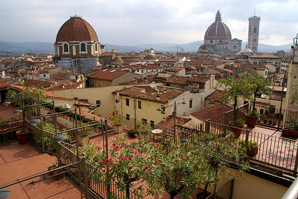 Rooftop Garden in Florence Italy stock photo