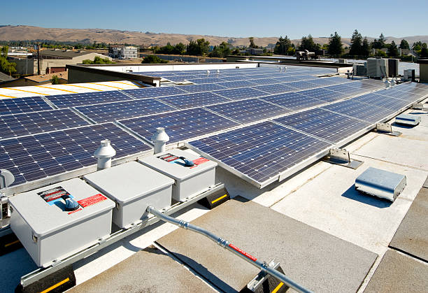 Rooftop Solar Power Installation stock photo