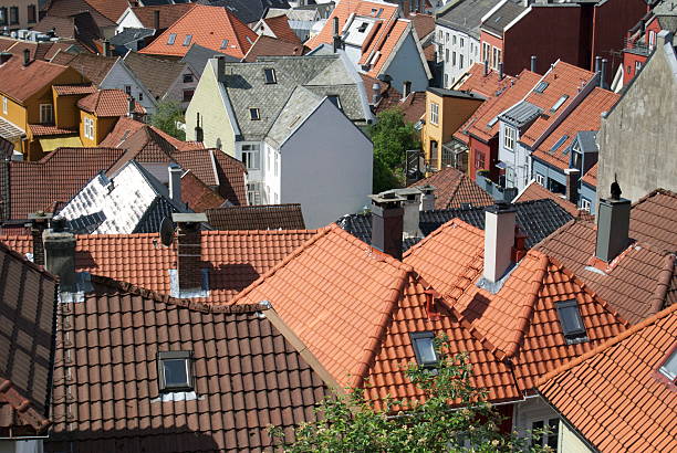 Rooftops in Norway stock photo