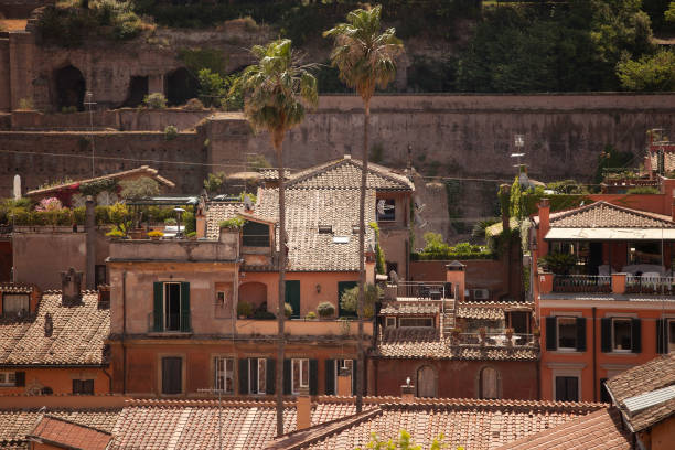 Rooftops of Rome city stock photo