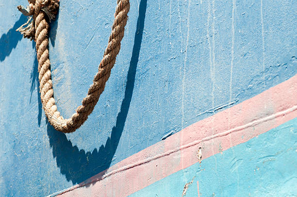 Rope on the ship stock photo