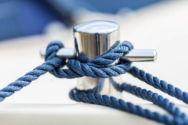 Rope on water background stock photo
