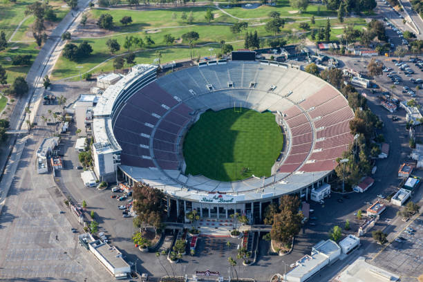 Rose Bowl Aerial Pasadena California stock photo