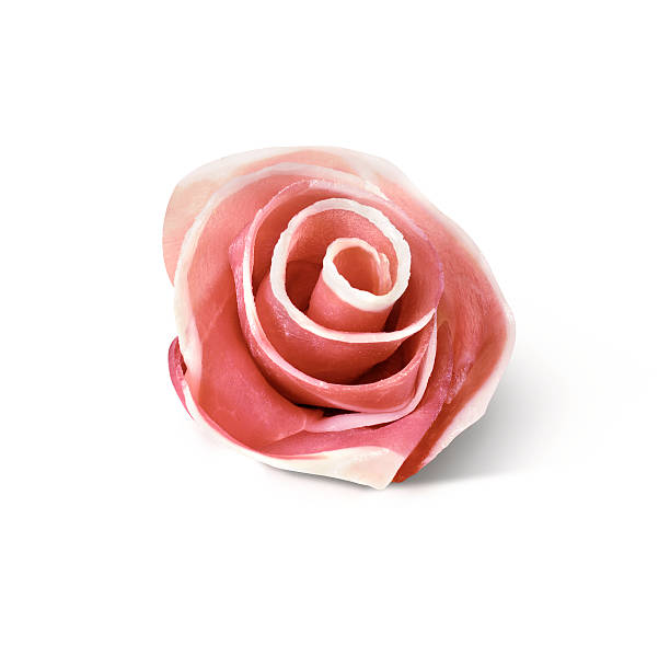 rose ham pink ham Decorative, realized with overlapping slices prosciutto stock pictures, royalty-free photos & images