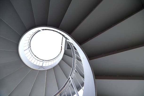 Rotation of the outdoor staircase stock photo