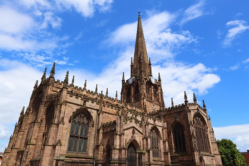 Rotherham UK town architecture. Rotherham Minster (All Saints Church), Gothic architecture.