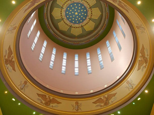 Rotunda Oregon State Capital Dome from inside Building Looking up in the rotunda at the top of the dome from inside the capital building. Located at the Oregon State Capital in Salem, Or. oregon state capitol stock pictures, royalty-free photos & images
