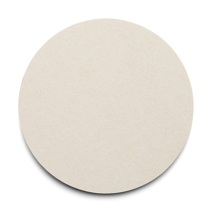 Round Cardboard Coaster with Copy Space Isolated on White Background.