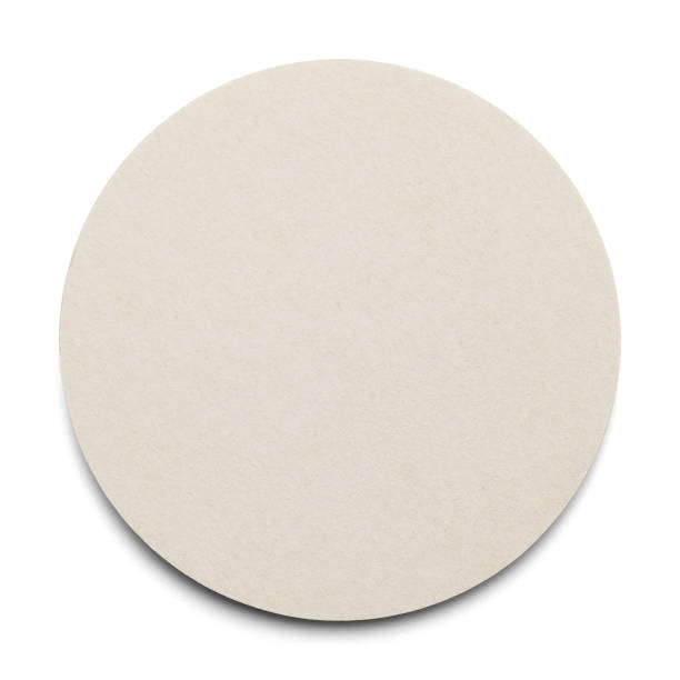 Round Blank Coaster Round Cardboard Coaster with Copy Space Isolated on White Background. coaster stock pictures, royalty-free photos & images