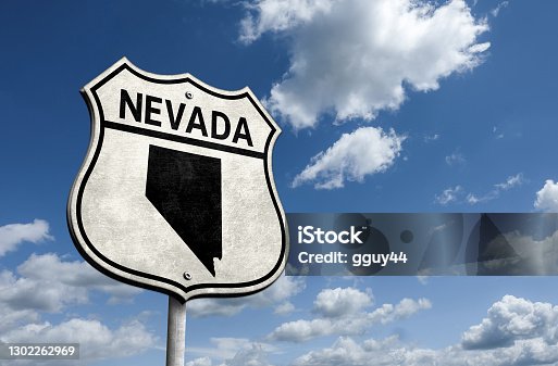 istock Route 66 Nevada state map roadsign 1302262969