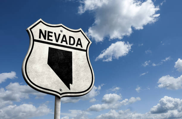 Route 66 Nevada state map roadsign stock photo