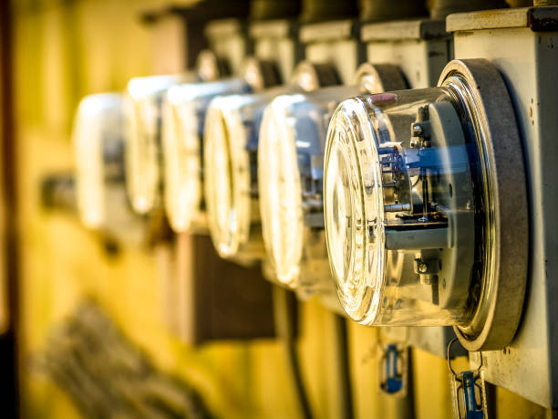 Row of Electric Meters Array stock photo