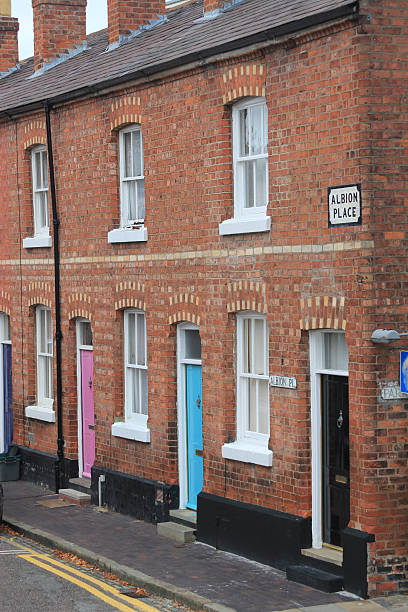 Row of terraced houses stock photo