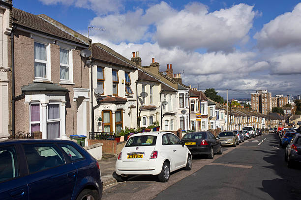 Row of traditional British houses stock photo