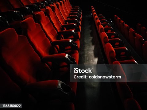 istock Rows of empty red seats at the movie theater 1368180022