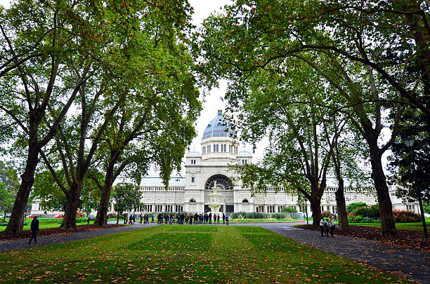 Royal Exhibition Building - Melbourne Melbourne, Australia - April 11, 2014: Visitors touring the The Royal Exhibition Building in Melbourne, Australia. In 2004 it awarded UNESCO World Heritage status, being one of the last remaining major 19th-century exhibition buildings in the world. melbourne museum stock pictures, royalty-free photos & images