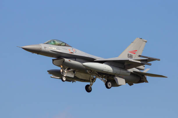 Royal Norwegian Air Force F16 fighter jet aircraft stock photo