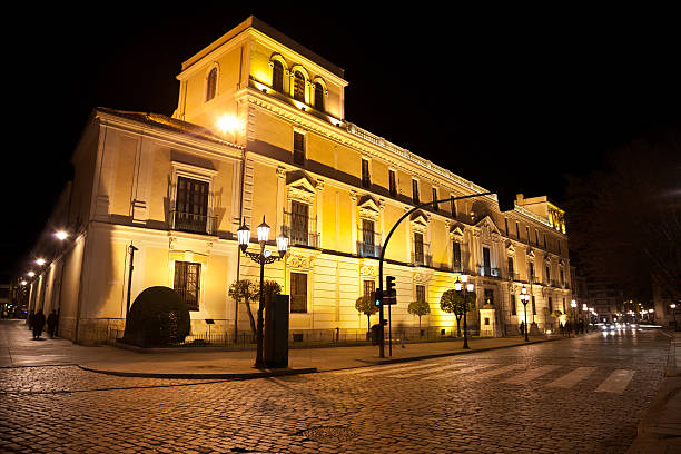Royal Palace of Valladolid at night stock photo