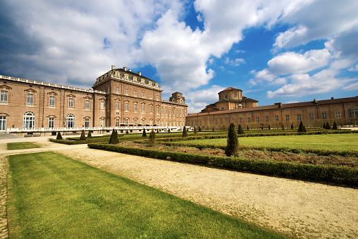 Turin, Italy - Apr 4th, 2015: Reggia di Venaria Reale 1658-1679, ancient palace, residences of the Royal House of Savoy. UNESCO world heritage site in Turin, Piedmont, Italy. It was designed by the architect Amedeo di Castellamonte.