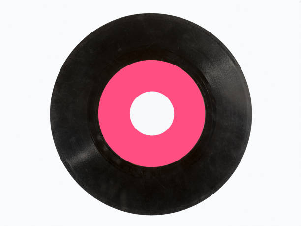 45 rpm record on a white background with copy space stock photo