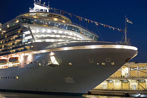Ruby Princess cruise ship docked in Venice harbor stock photo