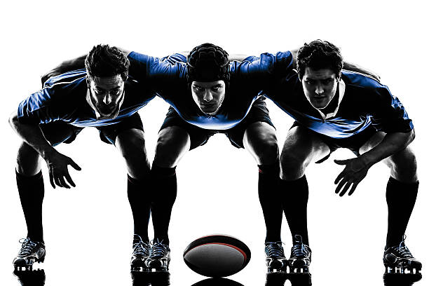 silhouette de joueurs de rugby hommes - rugby photos et images de collection