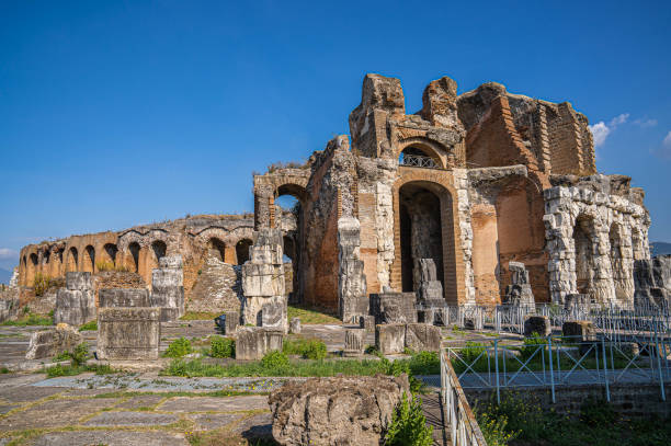 Ruins of an ancient amphitheater in Santa Maria Capua Vetere in Campania in Italy stock photo